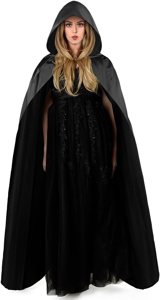Aomig Cape à Capuchon, Déguisement Adulte Unisexe Costume, Cape Sorcier, Halloween Cosplay Costume Cape Longue Cape, Déguisement pour Halloween, Bal Masqué