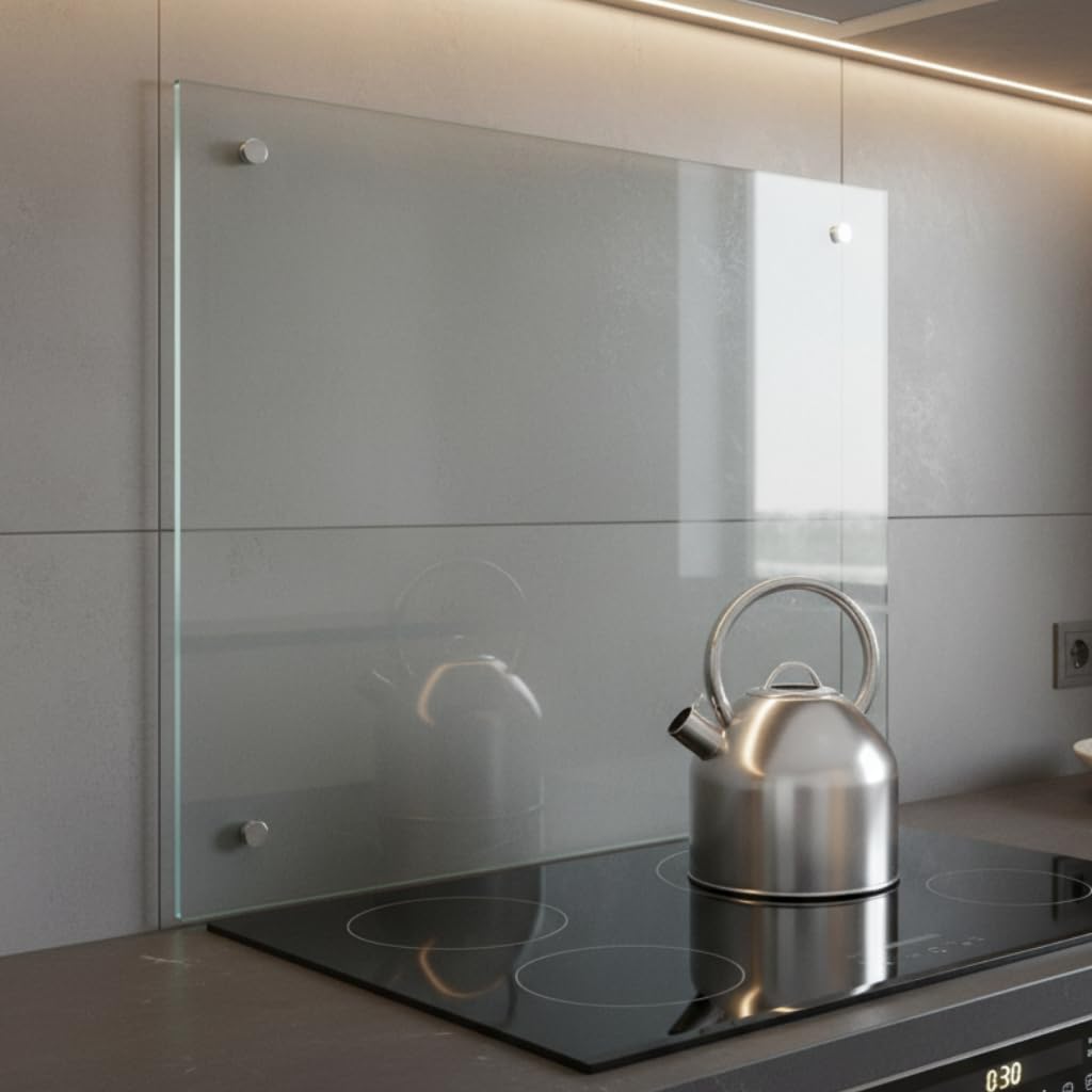 Mucola Küchenrückwand Glas Spritzschutz Sicherheitsglas 70x50 cm Schwarz