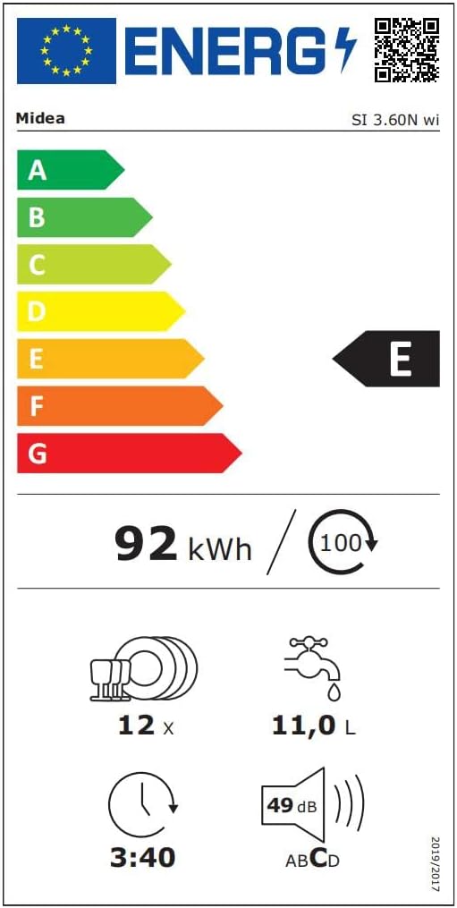 Midea Geschirrspüler Teilintegriert 60 cm Einbau Spülmaschine 13 Gedecke