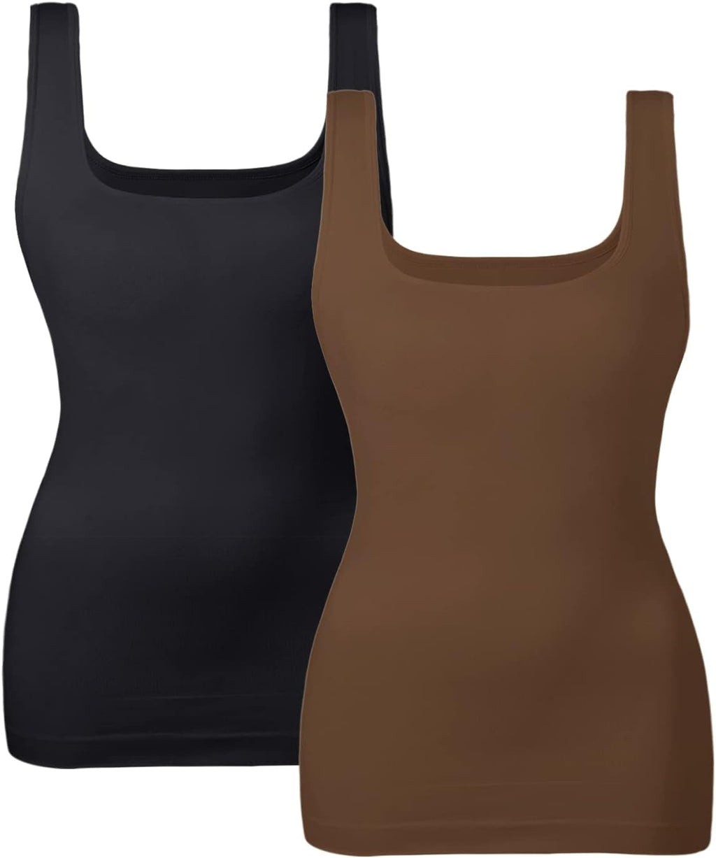 EUYZOU Women's Tummy Control Shapewear Tank Tops Seamless Square Neck Compression Tops Slimming Body Shaper Camisole