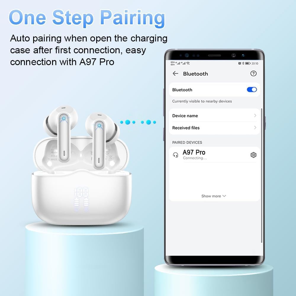 Bluetooth Kopfhörer, Kopfhörer Kabellos Bluetooth 5.4, Tiefer Bass Ohrhörer