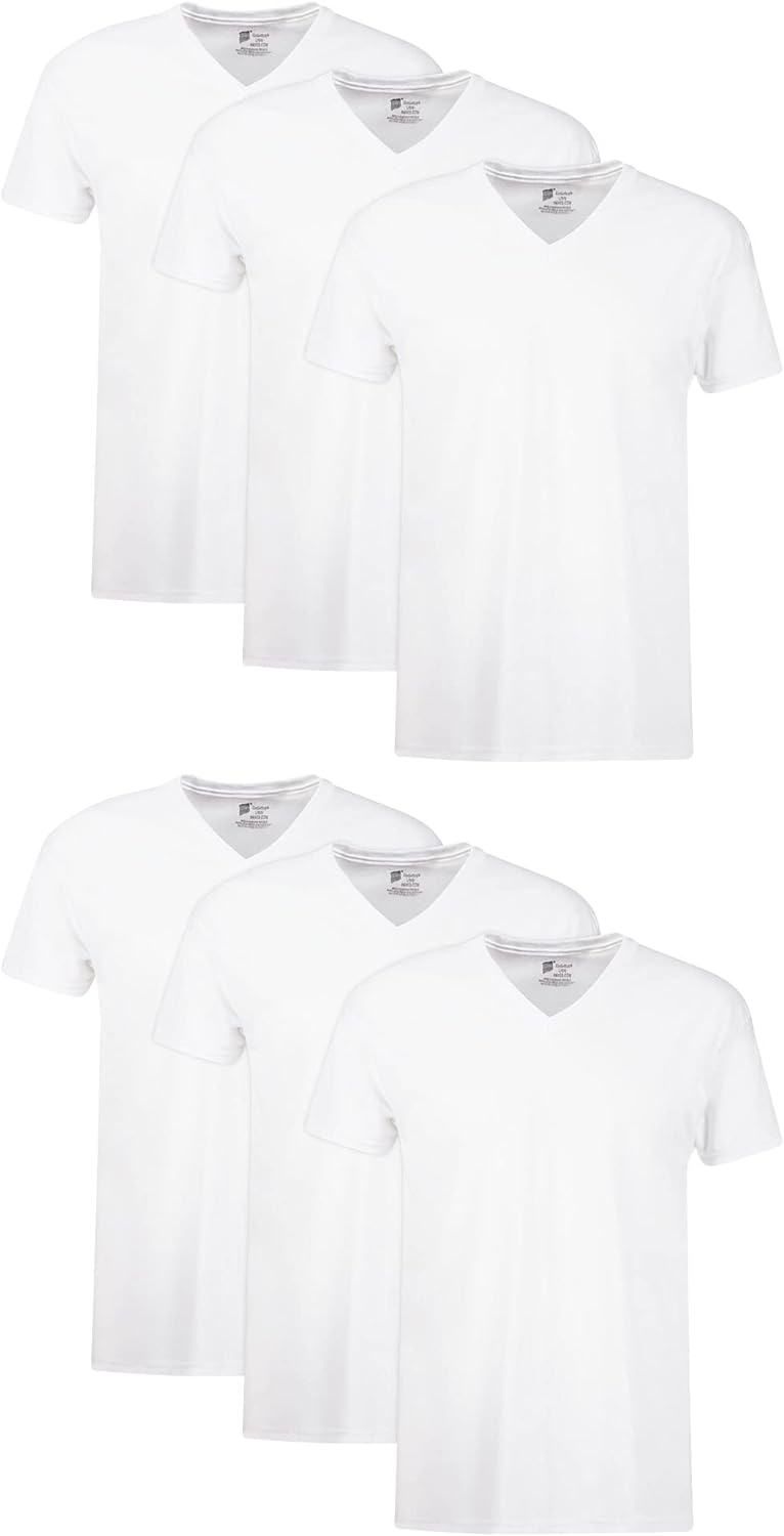 Hanes Men's Undershirts T-Shirt Pack, V-Neck Cotton Tees for Men, Moisture-Wicking, Odor Control, White Multi-Pack