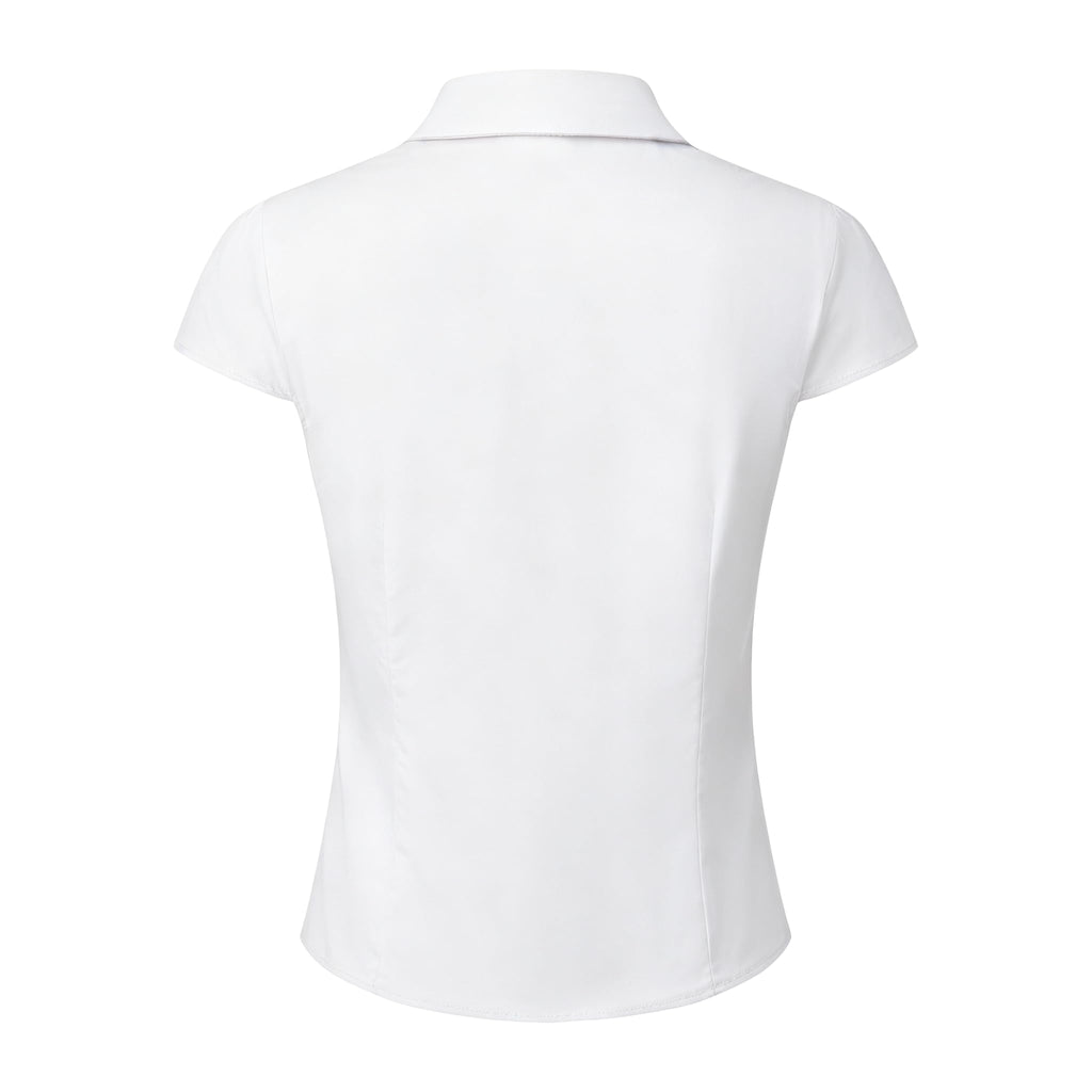 Damen Y2K Kurzarm-Bluse mit Knopfleiste, körperbetont und mit Kragen