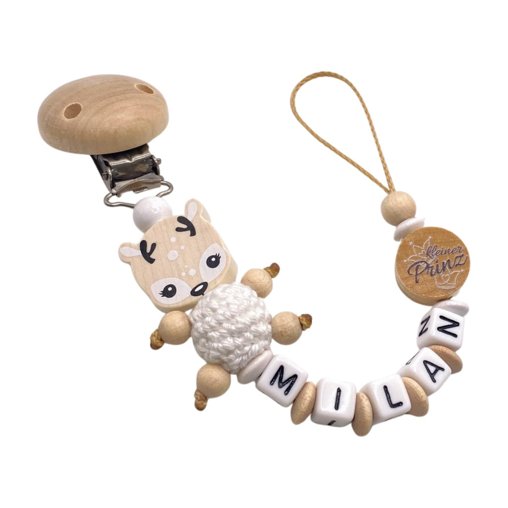 Schnullerband mit Namen für Mädchen & Jungen personalisierte Baby Geschenke (REH Herzchen)