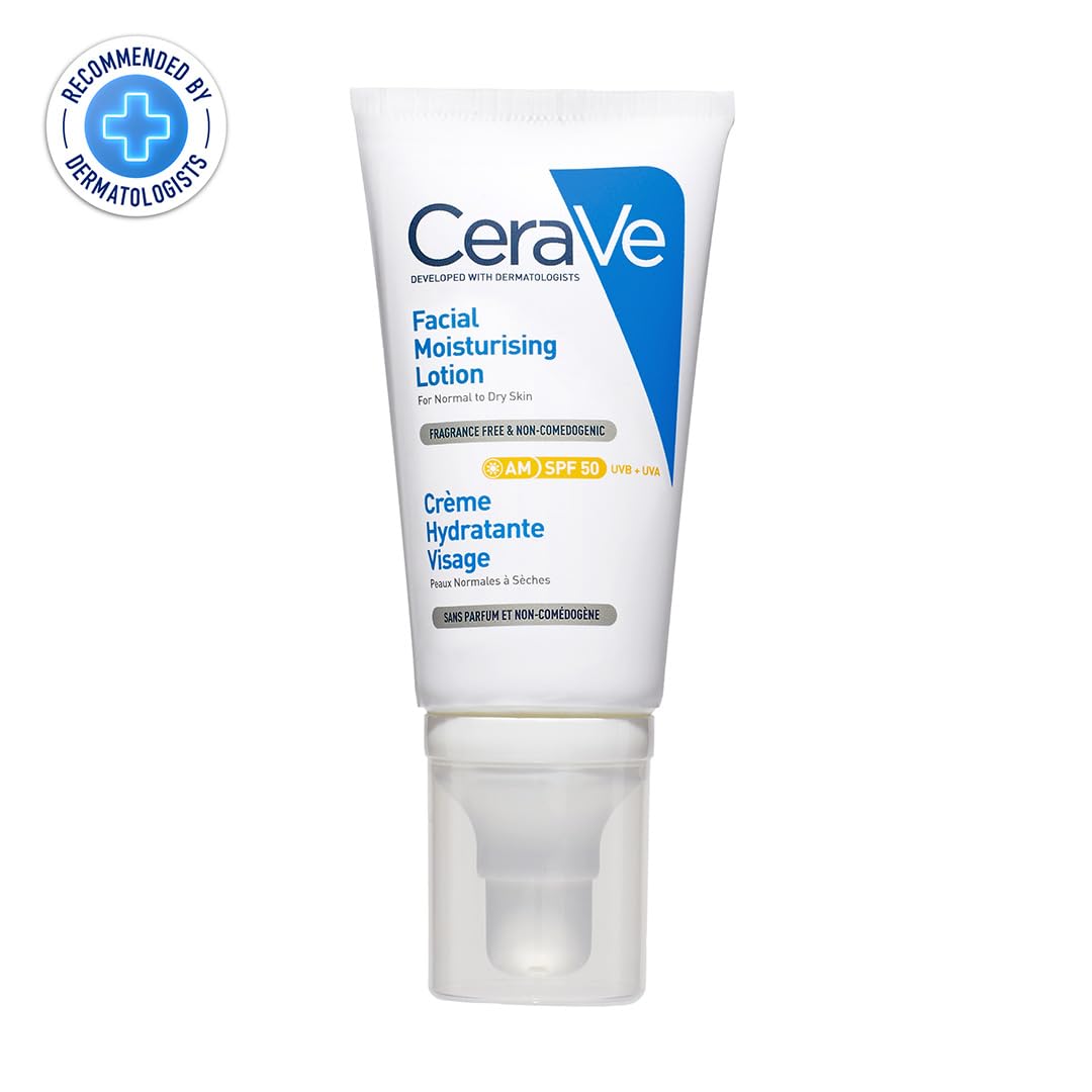CeraVe Feuchtigkeitsspendende Gesichtscreme LSF 50, UVA- & UVB-Schutz, 50ml