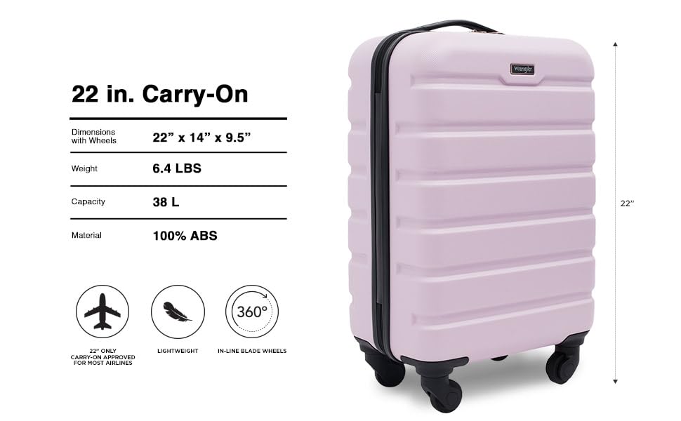 Wrangler 22" Hardside Spinner Carry-On Luggage, Charcoal