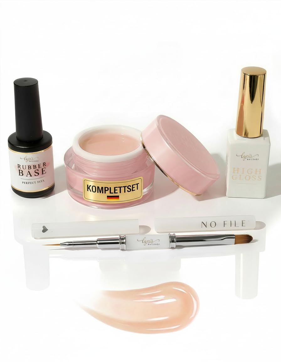 No File Aufbaugel Gelnägel ALMOND NUDE 15ml UV Gel selbstglättend o. Feilen