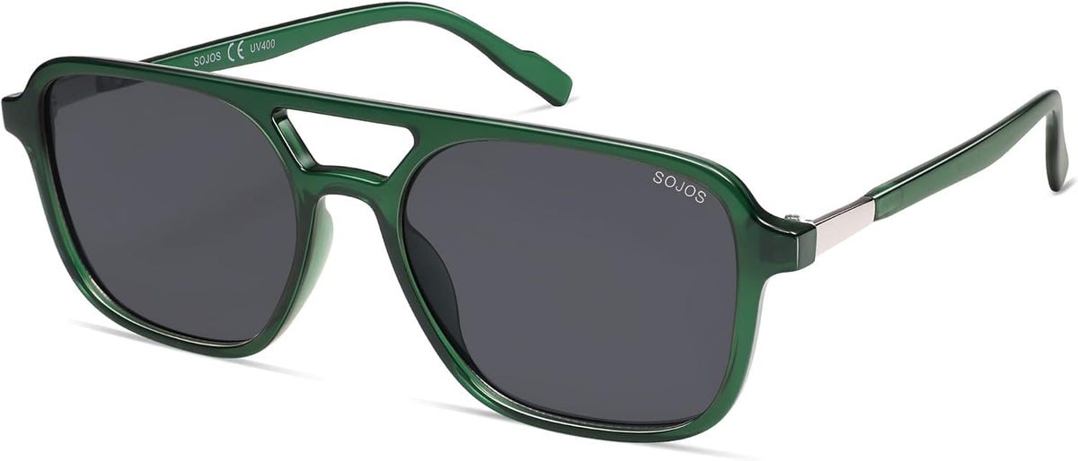 SOJOS Retro Aviator Sunglasses Womens Mens,Trendy Rectangle Shades SJ2202