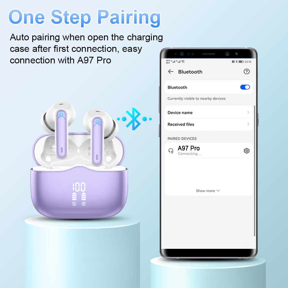 Bluetooth Kopfhörer, Kopfhörer Kabellos Bluetooth 5.4, Tiefer Bass Ohrhörer