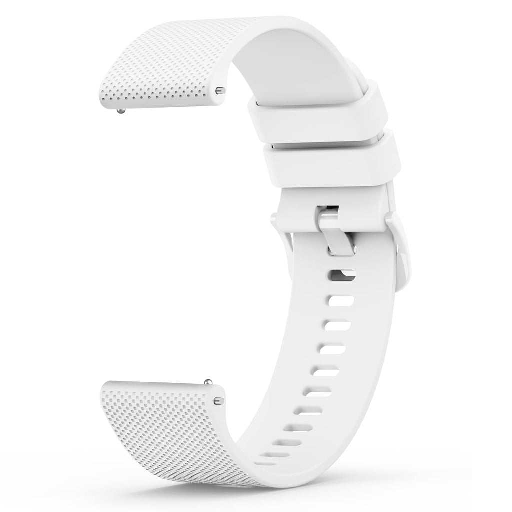 Wanme 20mm Bracelet de Montre en Silicone, Souple Bracelet de Replacement en Dégagement Rapide avec Boucle en Même Couleur Homme Femme 20mm, Starlight