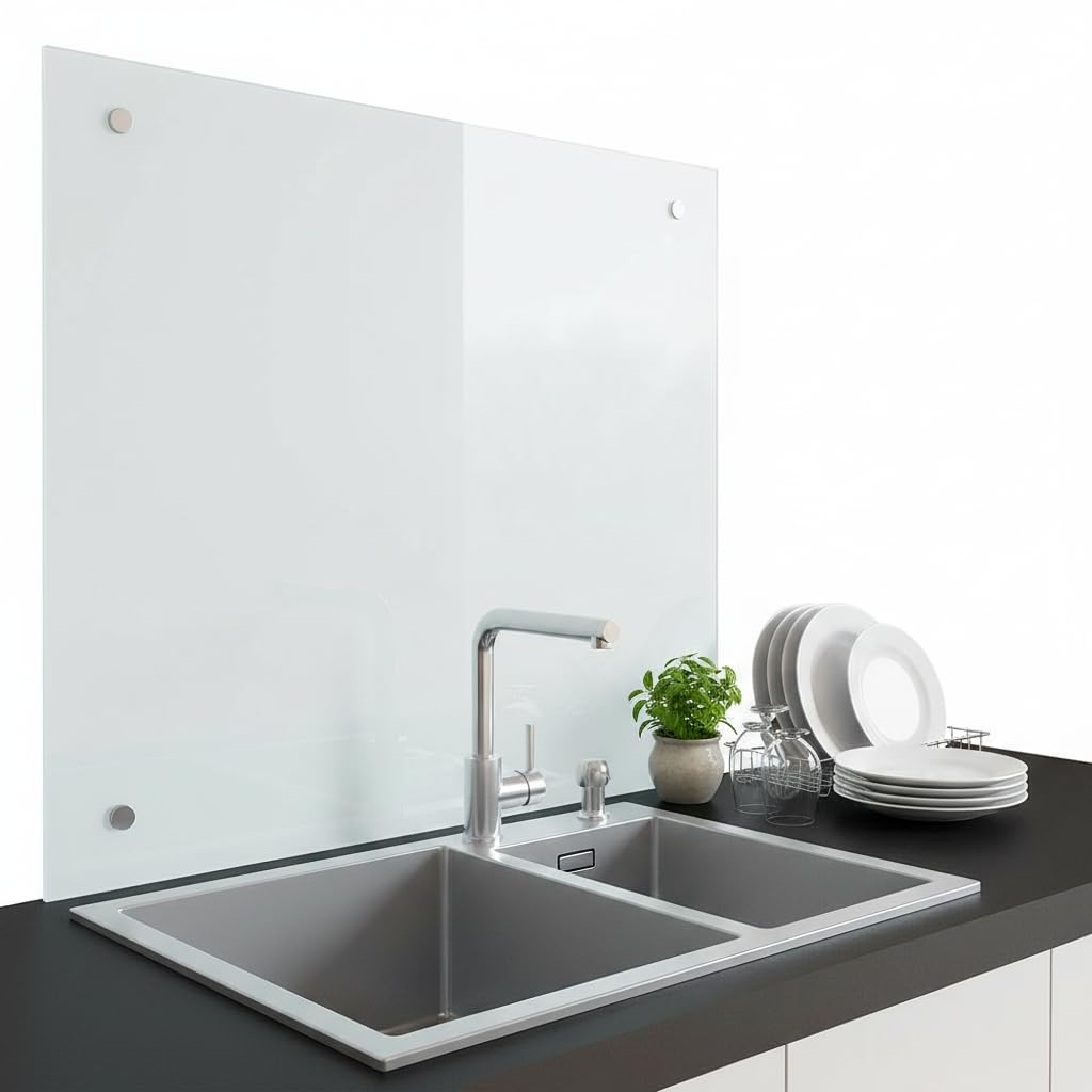 Mucola Küchenrückwand Glas Spritzschutz Sicherheitsglas 70x50 cm Schwarz