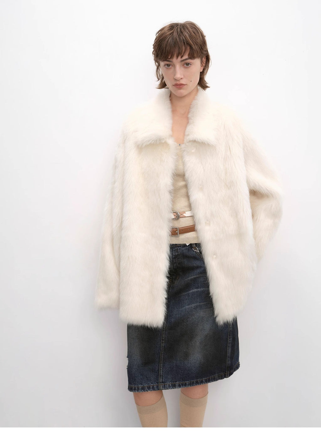 "Autumn Exclusive" Imported Tuscan Sheepskin Short Lapel Fur Coat