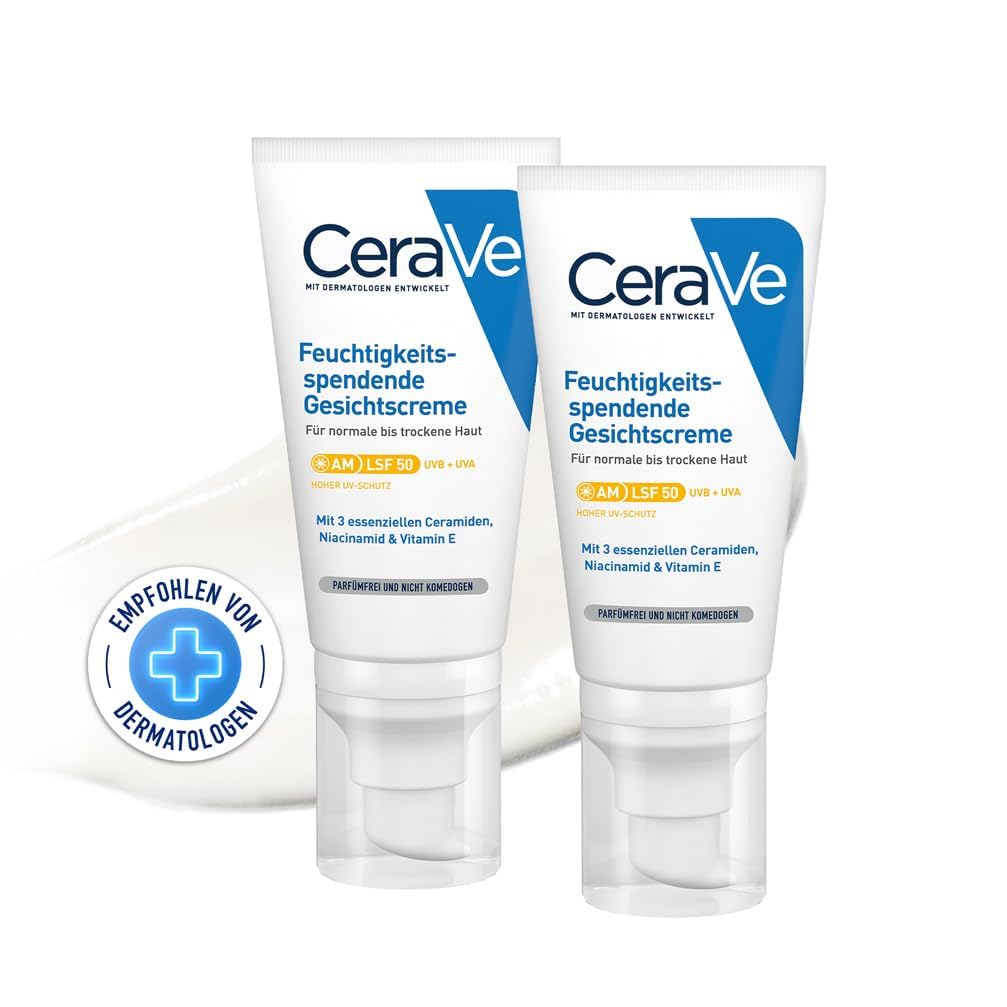 CeraVe Feuchtigkeitsspendende Gesichtscreme LSF 50, UVA- & UVB-Schutz, 50ml