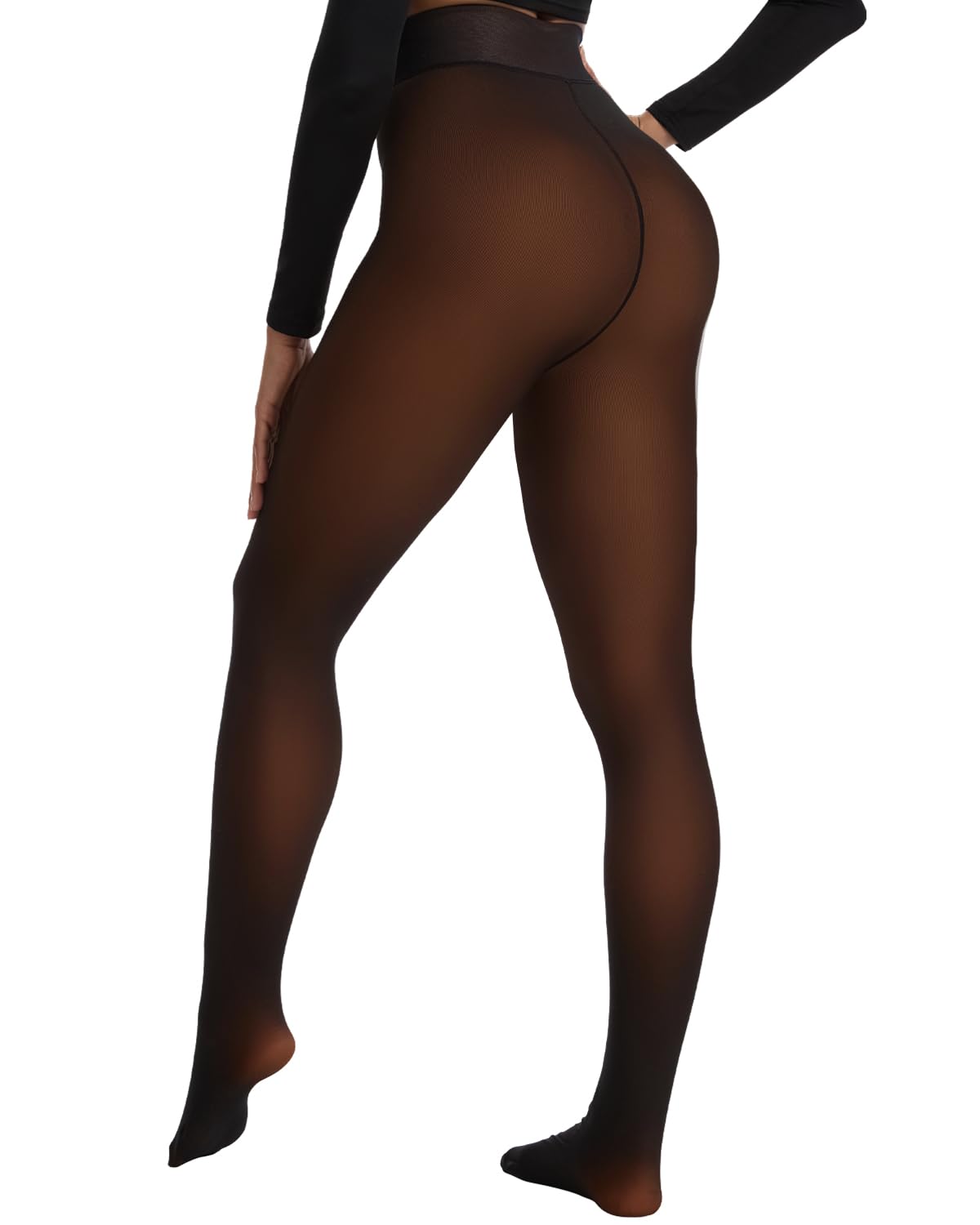 Spring Water Fleece Lined Tights Leggings for Women One Seam Design