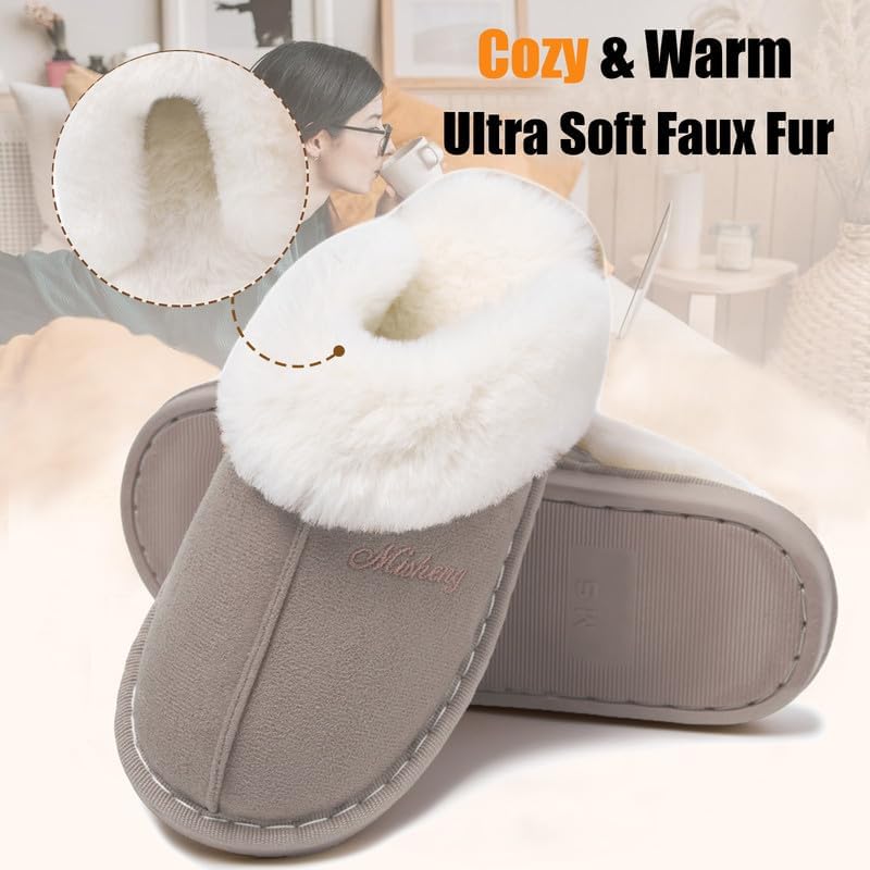 Misolin Damen Herren Hausschuhe Winter Warme Pantoffeln mit Memory-Schaum
