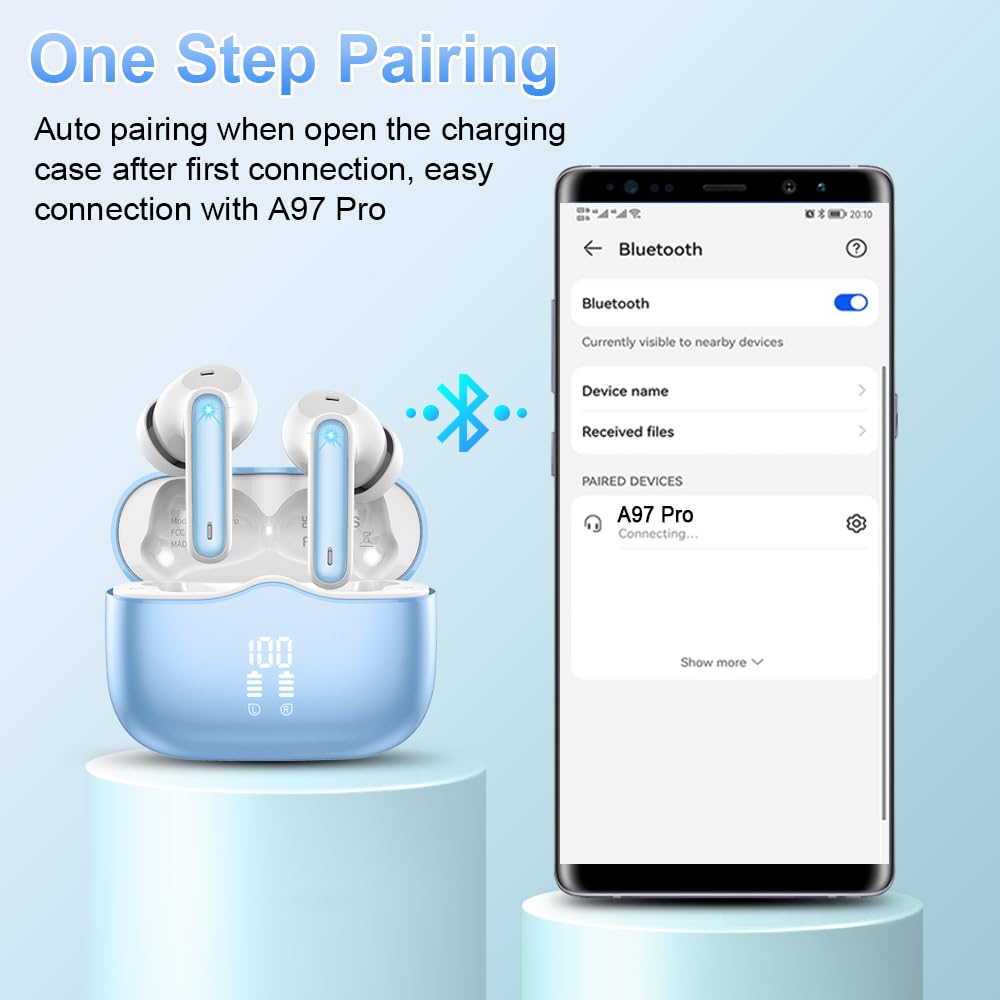 Bluetooth Kopfhörer, Kopfhörer Kabellos Bluetooth 5.4, Tiefer Bass Ohrhörer