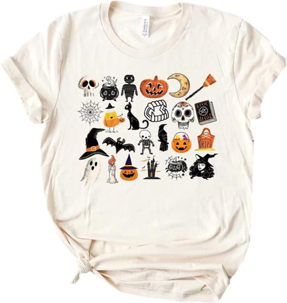 Halloween-Kürbis-Shirts für Damen, Herbst-T-Shirts, niedliche grafische Herbst-Shirts, Thanksgiving-Oberteile
