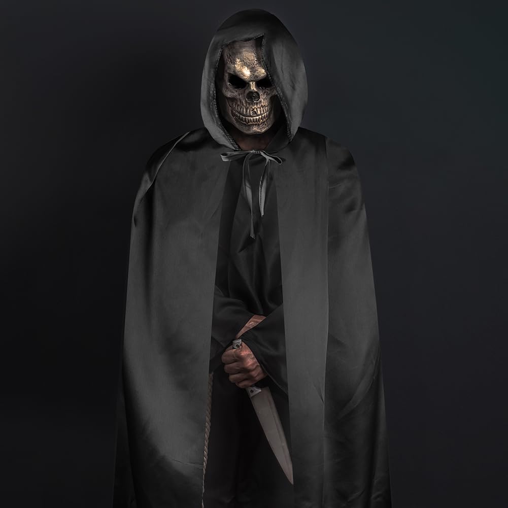 Aomig Cape à Capuchon, Déguisement Adulte Unisexe Costume, Cape Sorcier, Halloween Cosplay Costume Cape Longue Cape, Déguisement pour Halloween, Bal Masqué