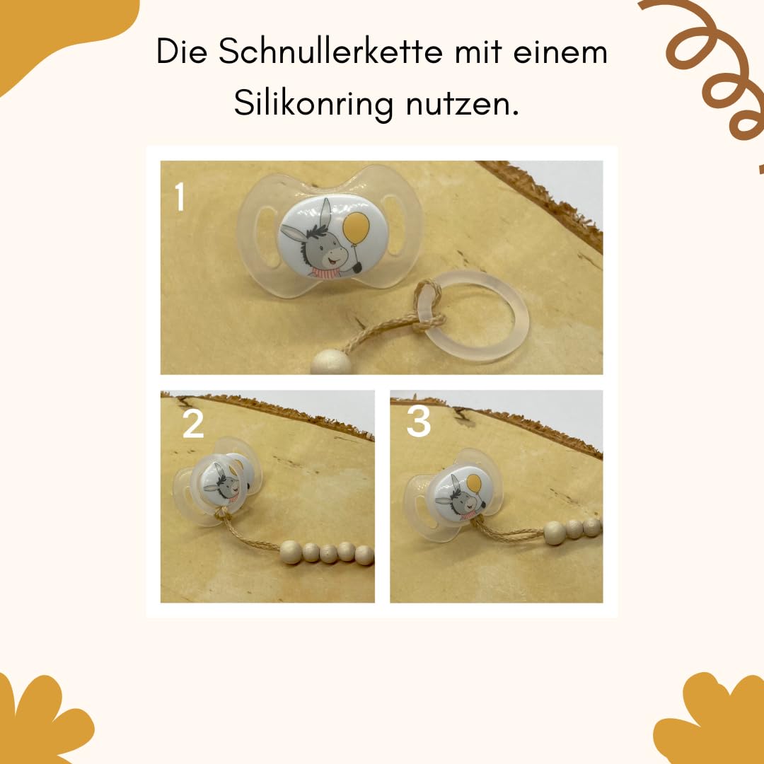 Schnullerband mit Namen für Mädchen & Jungen personalisierte Baby Geschenke (REH Herzchen)