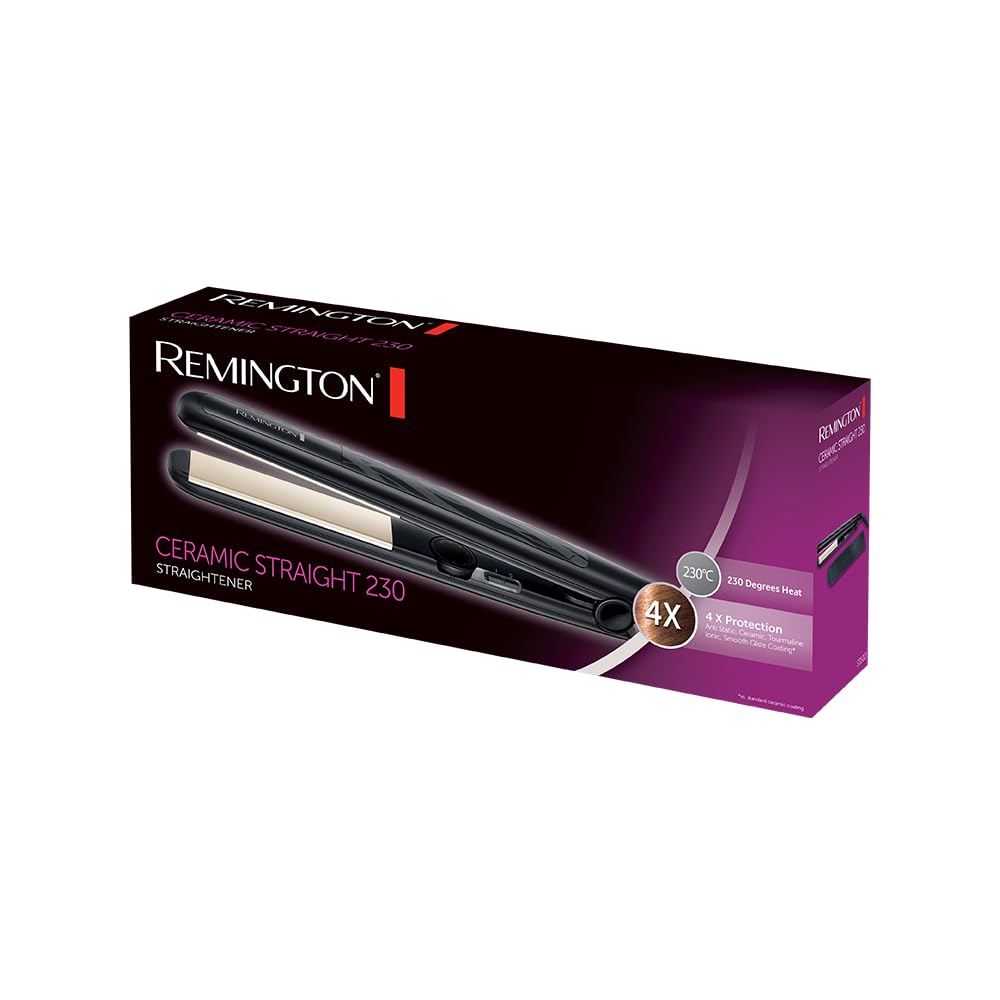 Remington Glätteisen Pro-Ceramic Extra breit (extrabreite 45-mm-Stylingplatten – speziell für dickes, krauses, lockiges und sehr langes Haar), LCD-Display, 150–230 °C, Haarglätter S5525