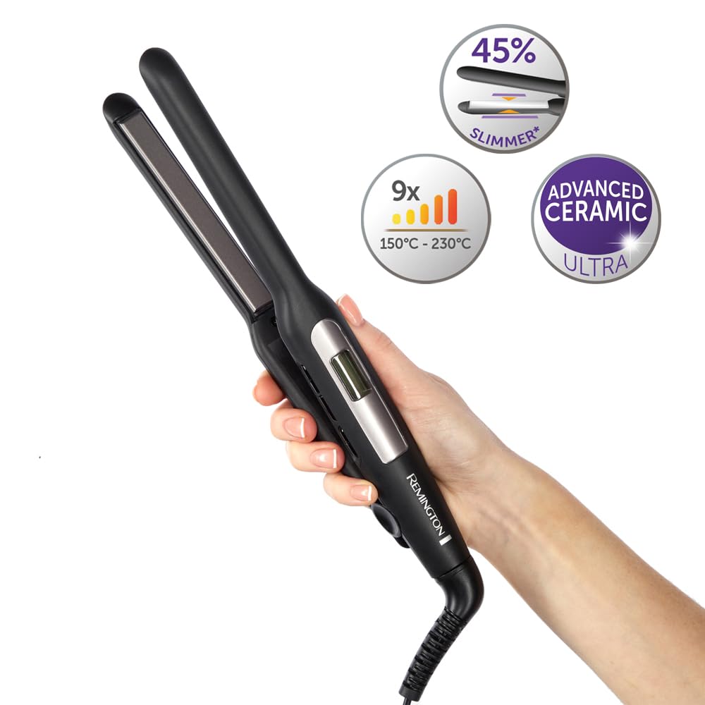 Remington Glätteisen Pro-Ceramic Extra breit (extrabreite 45-mm-Stylingplatten – speziell für dickes, krauses, lockiges und sehr langes Haar), LCD-Display, 150–230 °C, Haarglätter S5525
