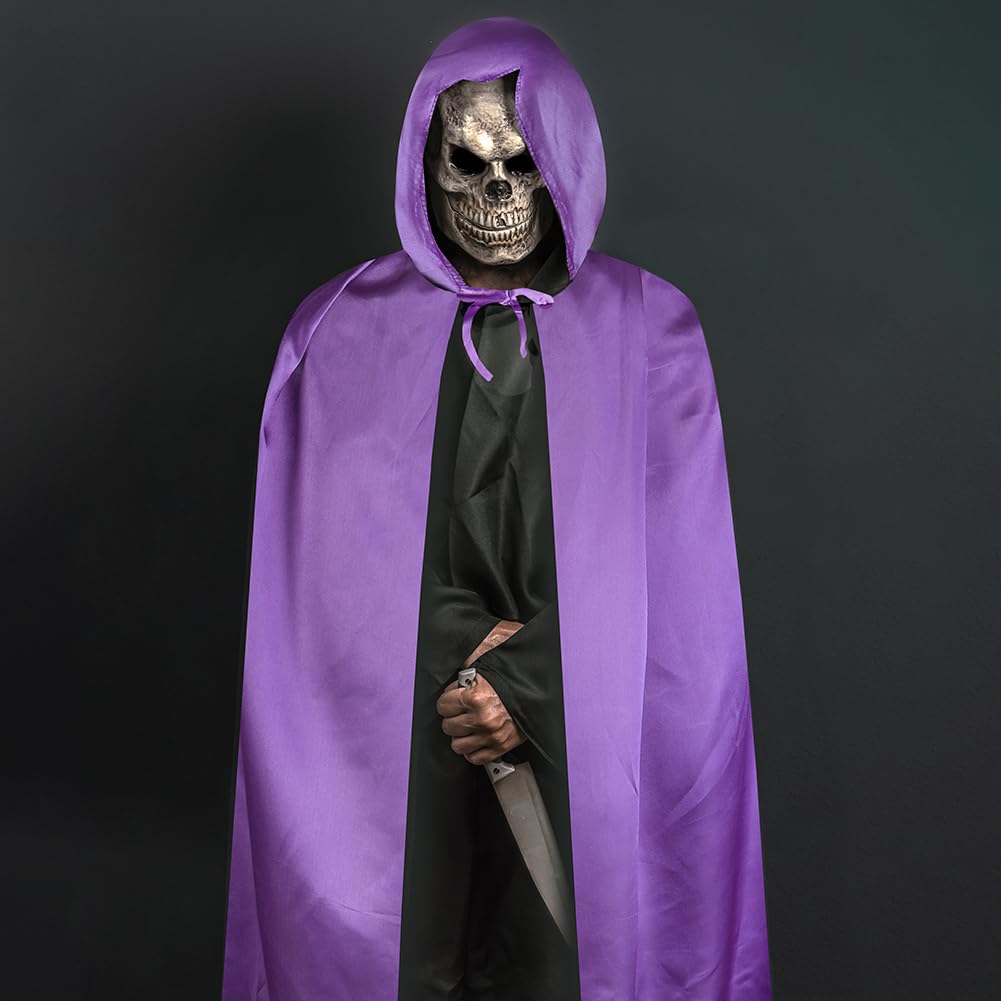 Aomig Cape à Capuchon, Déguisement Adulte Unisexe Costume, Cape Sorcier, Halloween Cosplay Costume Cape Longue Cape, Déguisement pour Halloween, Bal Masqué