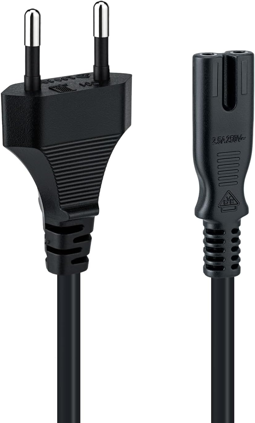 Mcbazel 1,5m Stromkabel C7 Eurostecker (Achterstecker), 2-poliges Netzkabel für PS5,PS4,PS3,PS2,PS1,Xbox, Smart-TV, Drucker, Radio & Monitor, Ersatz Kleingerätekabel, Schwarz