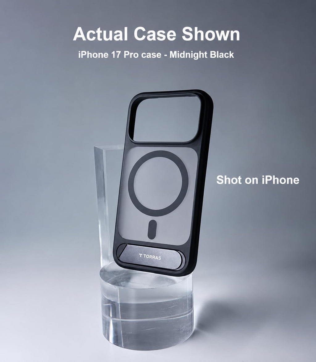 TORRAS Ostand L1 Hülle für iPhone 16 Pro für MagSafe Case, Schwarz