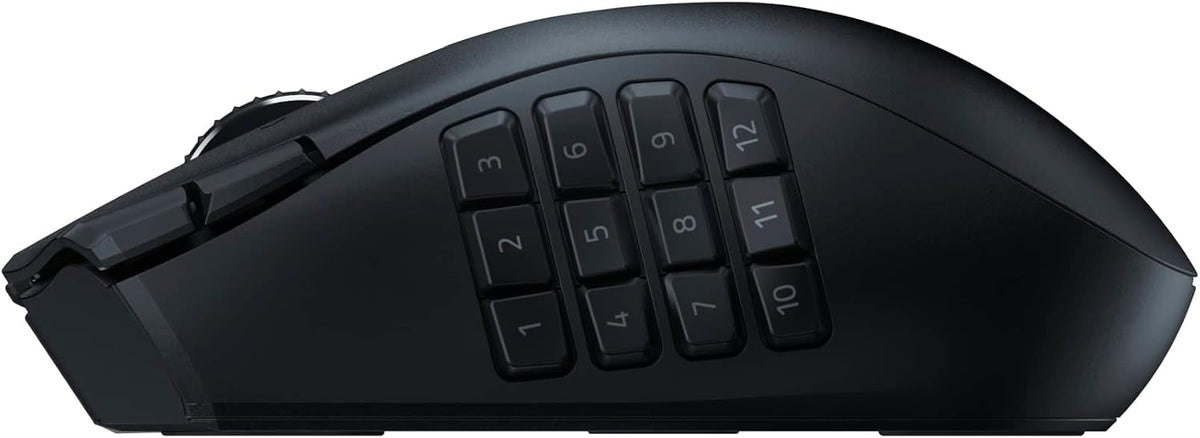 Razer Naga V2 HyperSpeed - Ergonomische Kabellose MMO Gaming Maus (19 Programmierbaren Tasten, Wireless 2,4 GHz, Bluetooth, Bis zu 250 Stunden, Focus Pro 30K Optischer Sensor) Schwarz