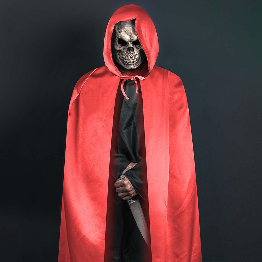 Aomig Cape à Capuchon, Déguisement Adulte Unisexe Costume, Cape Sorcier, Halloween Cosplay Costume Cape Longue Cape, Déguisement pour Halloween, Bal Masqué