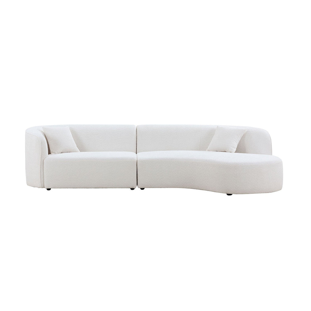 Luxury Modern Style Living Room Upholstery Curved Sofa With Chaise 2-Piece Set, Right Hand Facing Sectional,  Boucle Cou