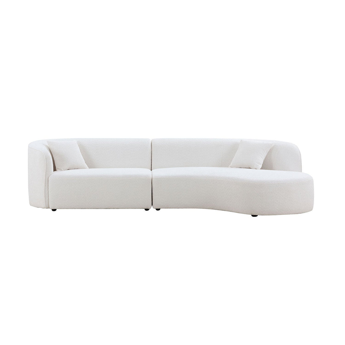 Luxury Modern Style Living Room Upholstery Curved Sofa With Chaise 2-Piece Set, Right Hand Facing Sectional,  Boucle Cou