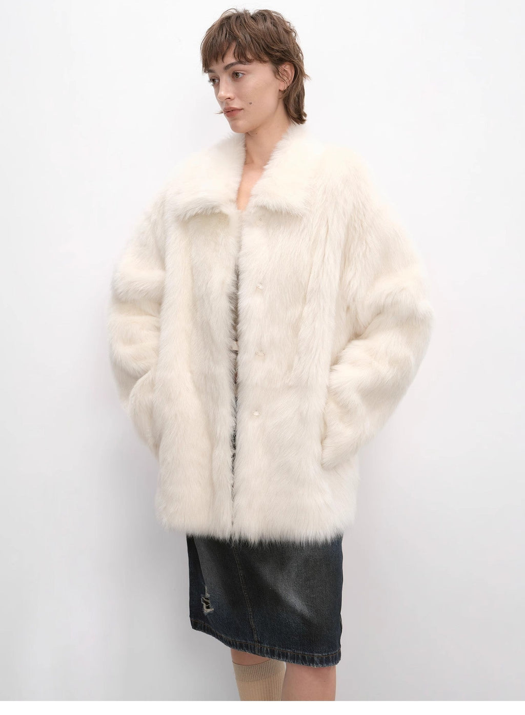 "Autumn Exclusive" Imported Tuscan Sheepskin Short Lapel Fur Coat