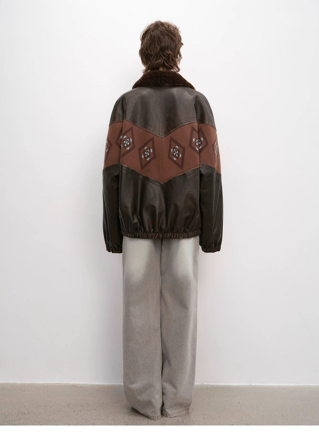 "Jumping City" Imported Suede Sheep Leather Sheep Curl Lapel White Goose Down Parka