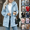 Womens Casual Double-sided Plush Zip-up Cardigan