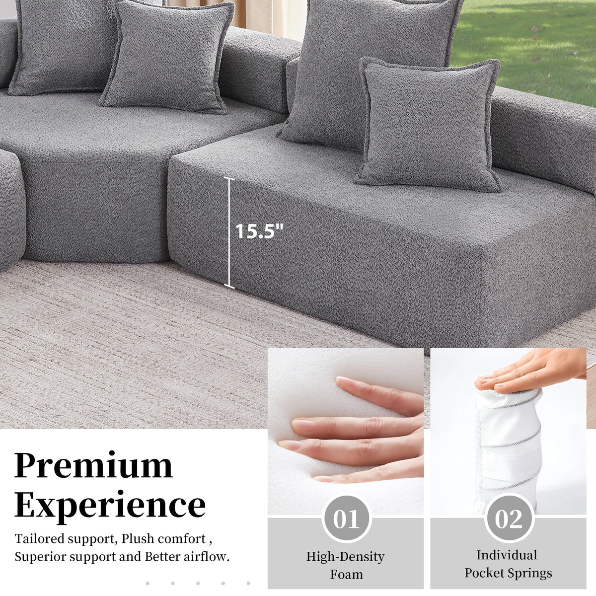 Oversized Modular L Shaped Sectional Sofa,Luxury Boucle Floor Couch Set,Convertible Sleeper Couch,Spacious Foam-Filled S