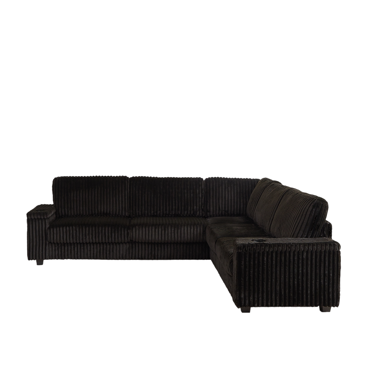 110-Inch Oversized Corduroy Corner Sofa,L Shaped Corner Couch With Two Storage Spaces,USB Port & T-Pyce Port and Cup-Hol