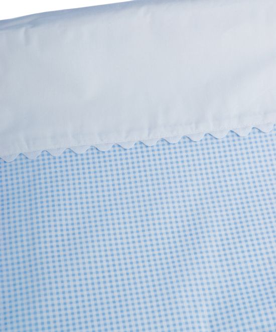 Funda Nórdica Para Bebé Con Diseño Vichy Azul, Con Detalle en Blanco Y Puntillas Para Cuna De 70
