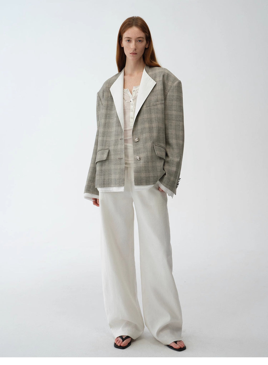 "London Diary"old Money Style Contrasting Lapel Wool Blazer