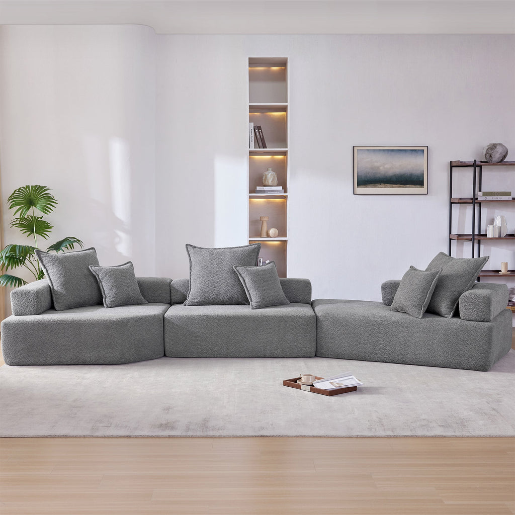 Oversized Modular Sectional Sofa,Luxury Boucle Floor Couch Set,Convertible Sleeper Couch,Spacious Foam-Filled Sofa Bed F