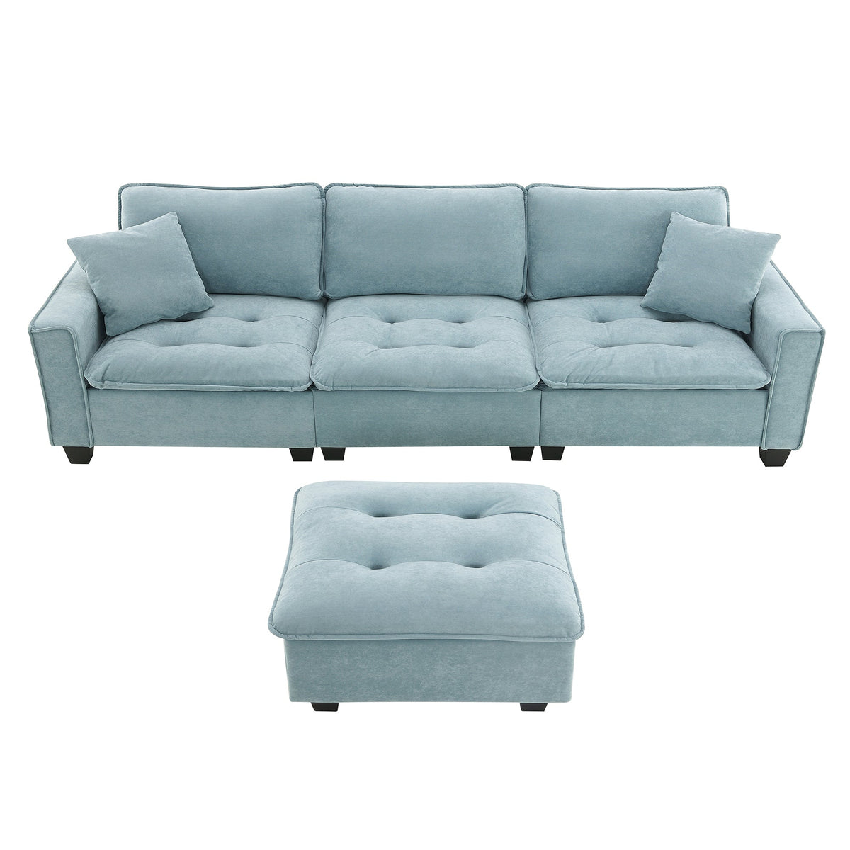 100*59" Modern Convertible Sectional Sofa,L-Shaped Reversible Couch Set With Free Pillows,4 Seat Suede Velvet Sleeper So