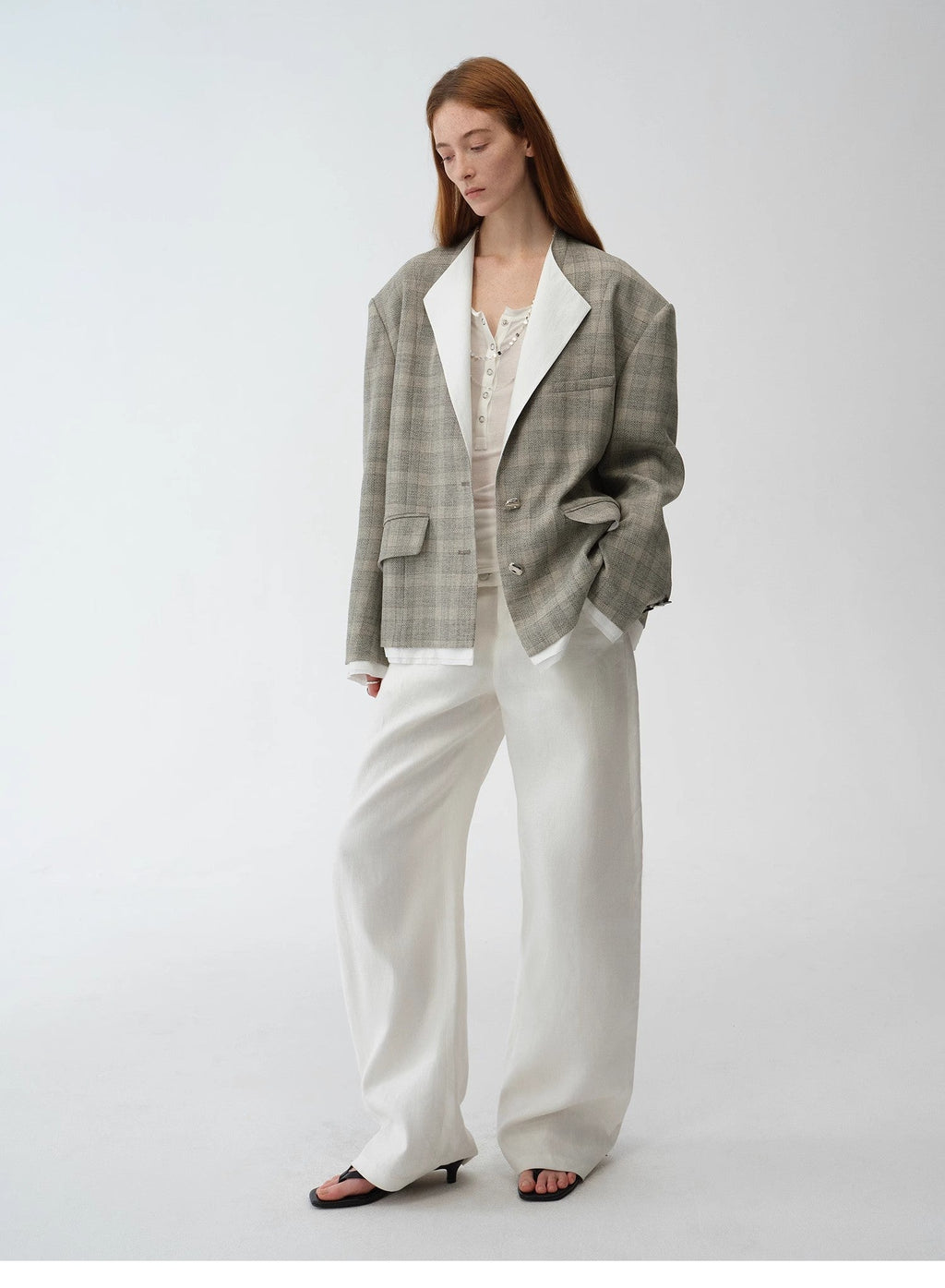 "London Diary"old Money Style Contrasting Lapel Wool Blazer