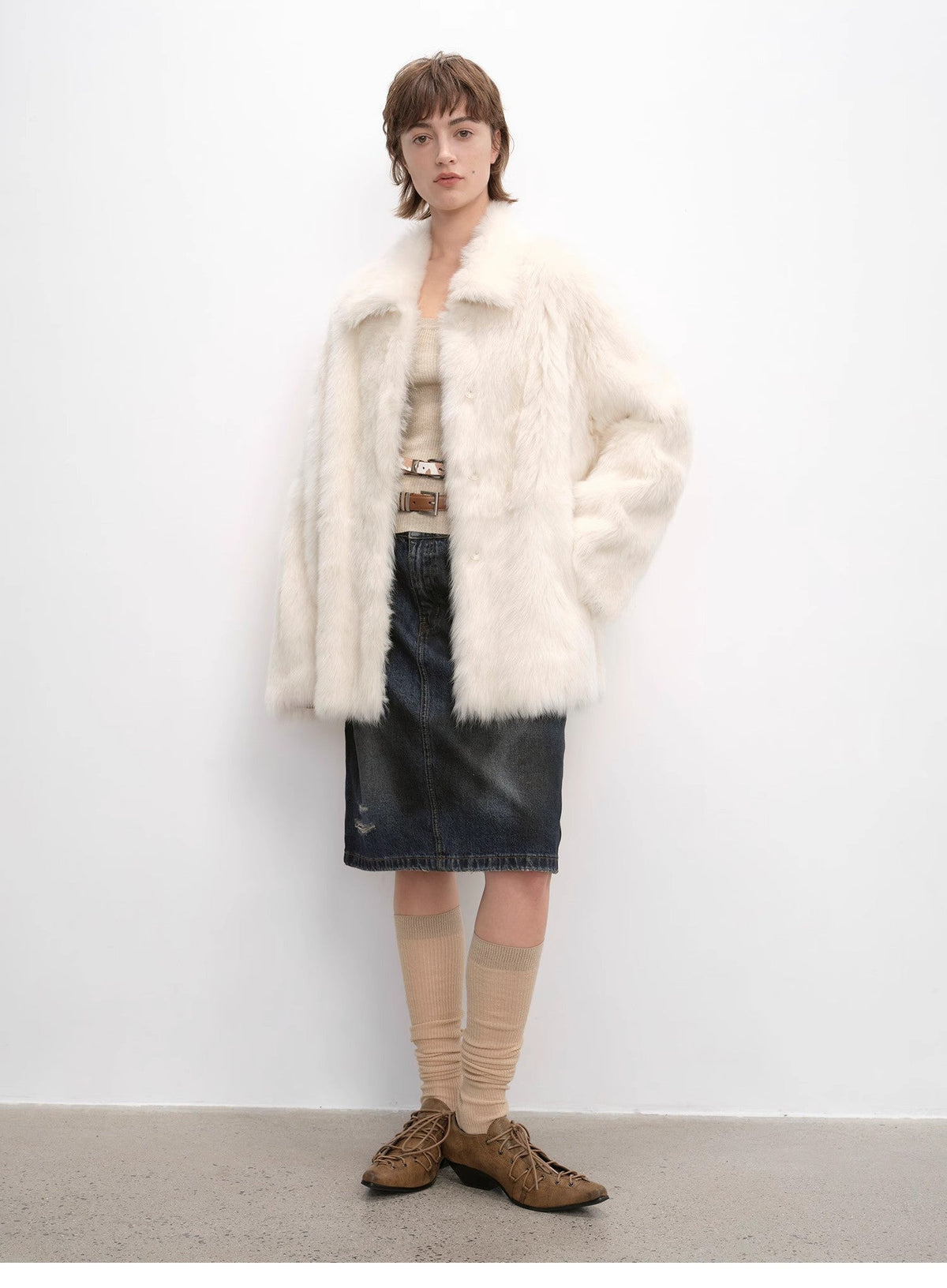 "Autumn Exclusive" Imported Tuscan Sheepskin Short Lapel Fur Coat