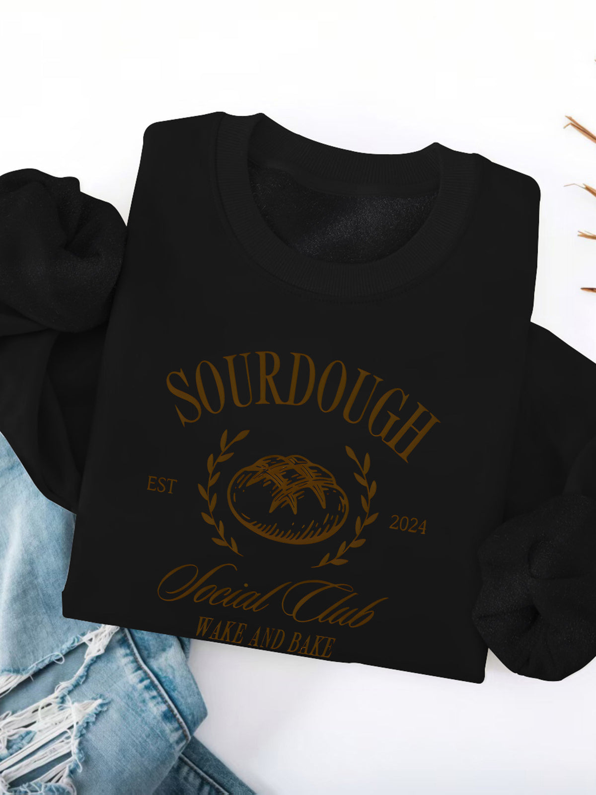 Sweat à capuche en molleton à col rond avec motif