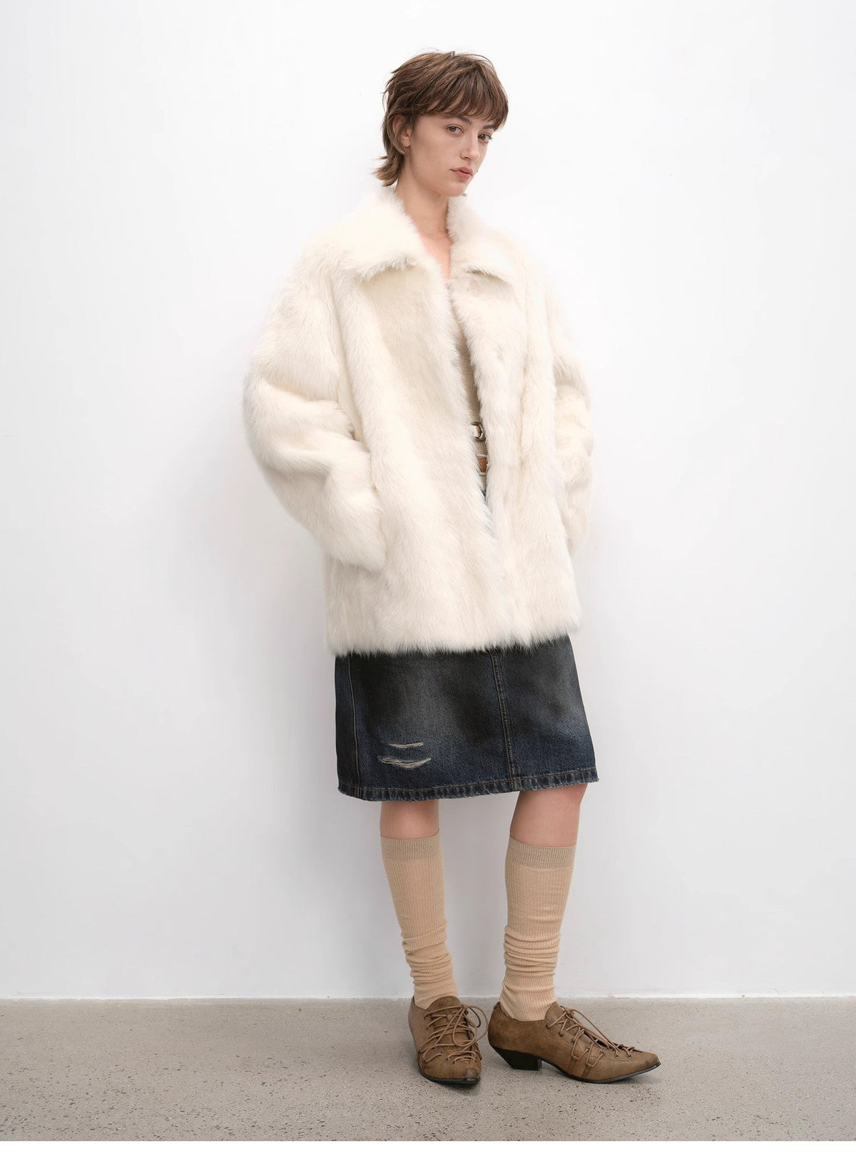"Autumn Exclusive" Imported Tuscan Sheepskin Short Lapel Fur Coat