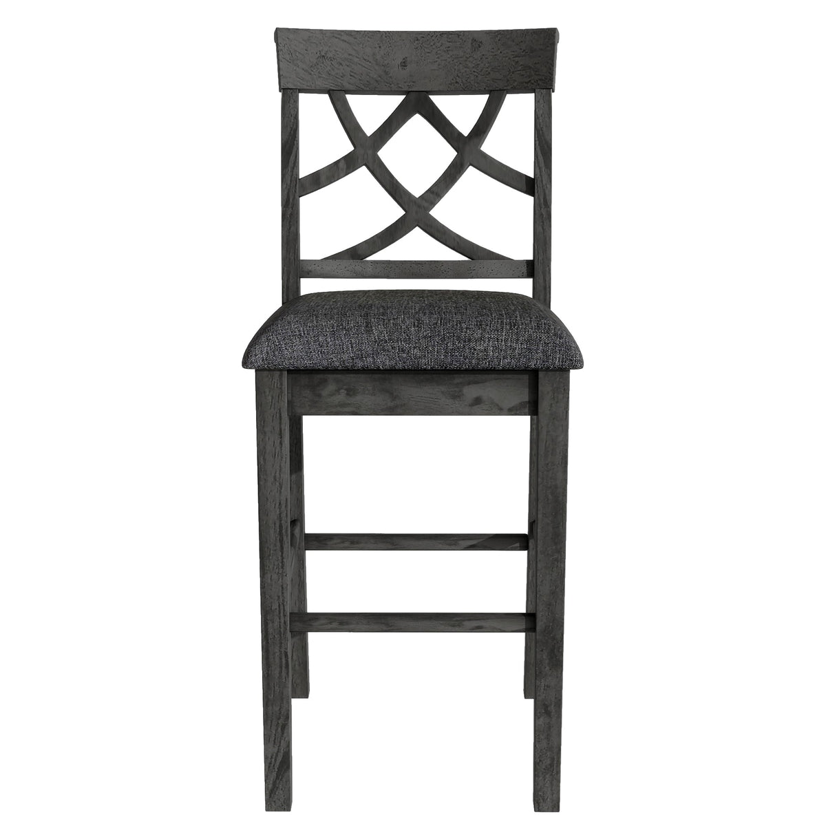 Updated Counter Height 5-Piece Solid Wood Dining Table Set, 59*35.4Inch Table With Curved Wine Rack and 4 Upholstered Ch
