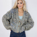 Milk Tea Colored Hand Knitted Chunky Rib V Neck Cardigan