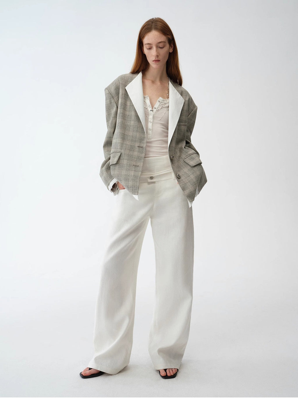 "London Diary"old Money Style Contrasting Lapel Wool Blazer