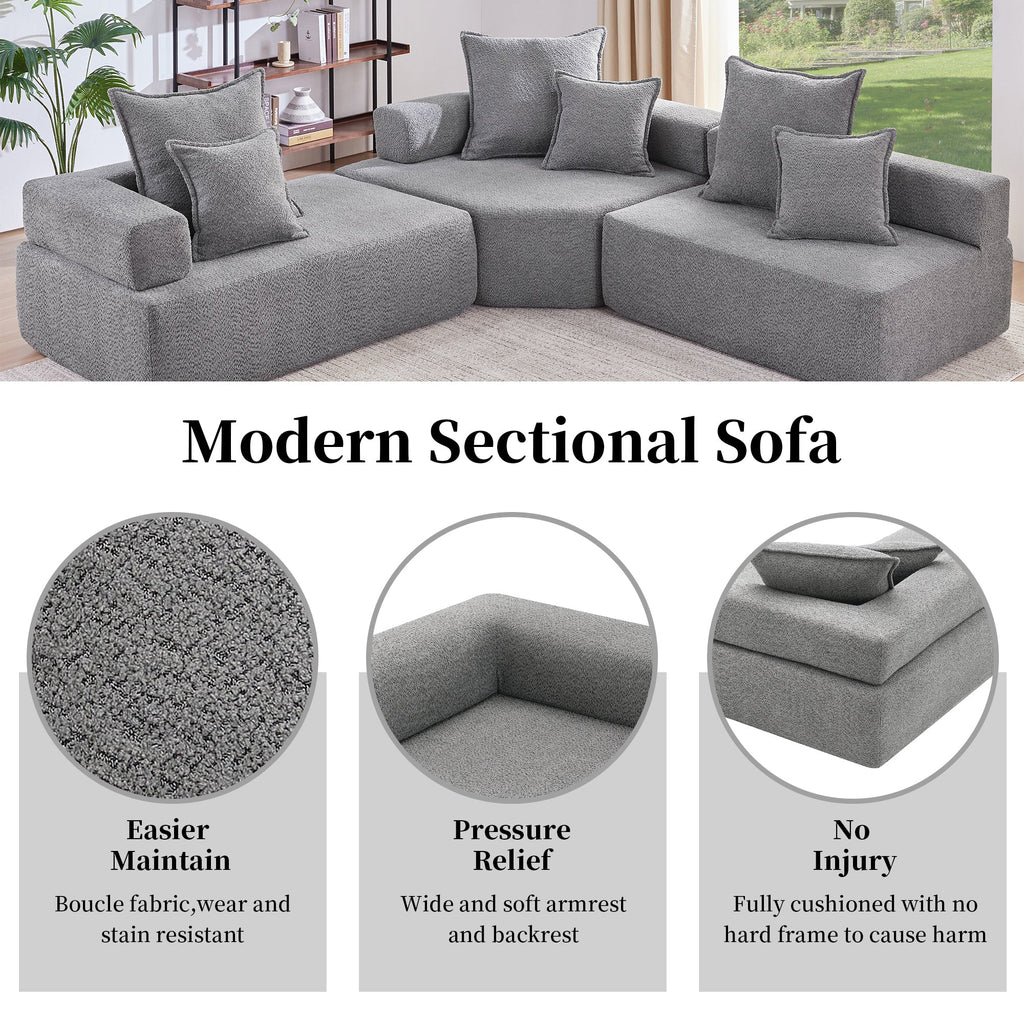 Oversized Modular L Shaped Sectional Sofa,Luxury Boucle Floor Couch Set,Convertible Sleeper Couch,Spacious Foam-Filled S