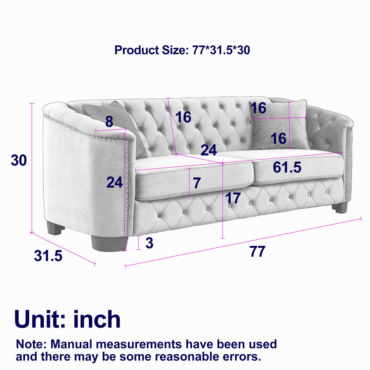 3-Seater + 2-Seater Combination sofa.Velvet Grey